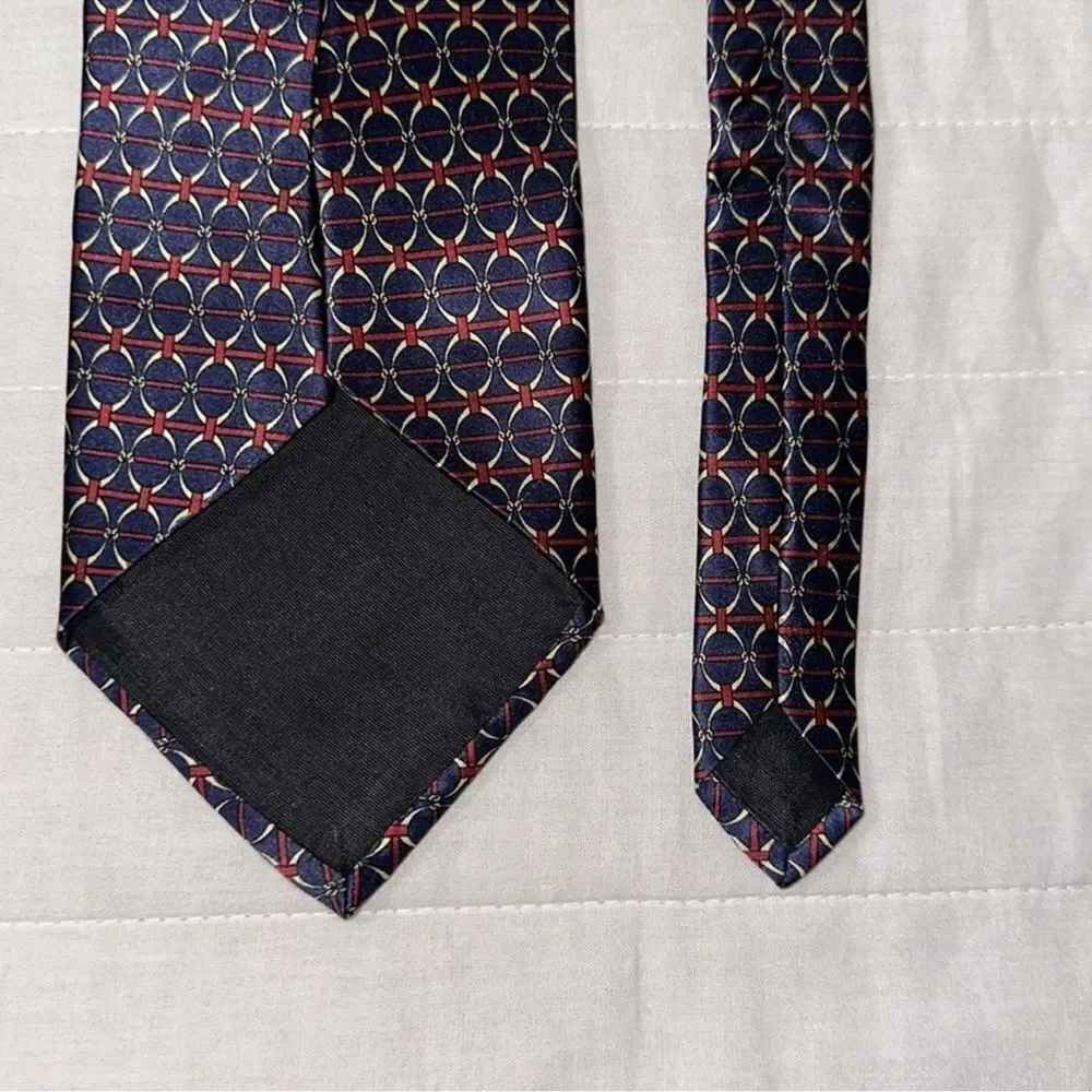 BILL BLASS Navy Burgundy Ivory Tie